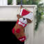 Chaussette de Noël 17 "rouge et brune" DOG "brodée avec manchette