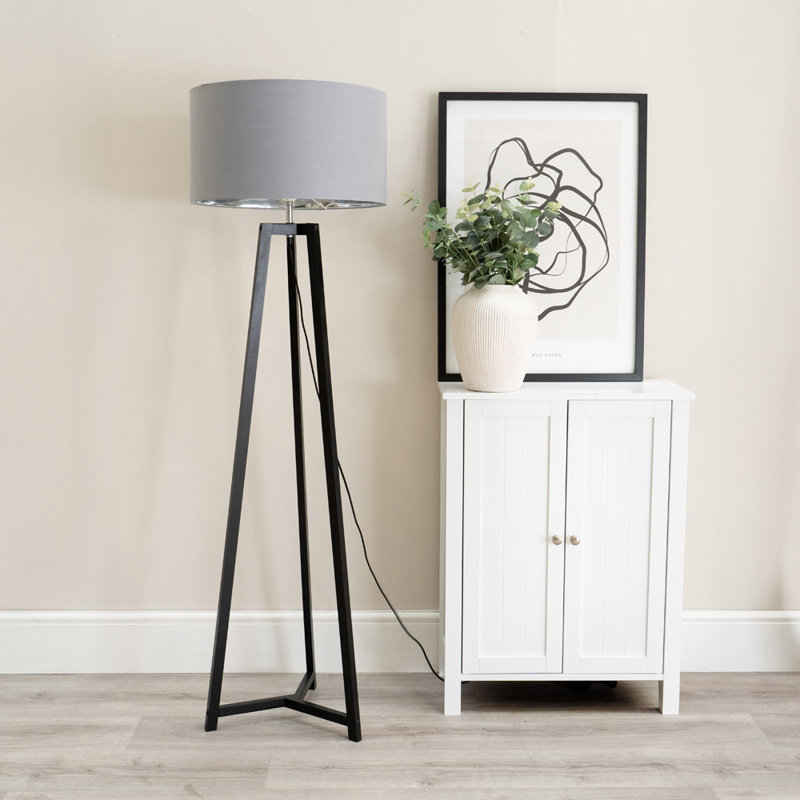 Rhavyn 148cm Traditional Floor Lamp, Grey/Chrome, Matte Black