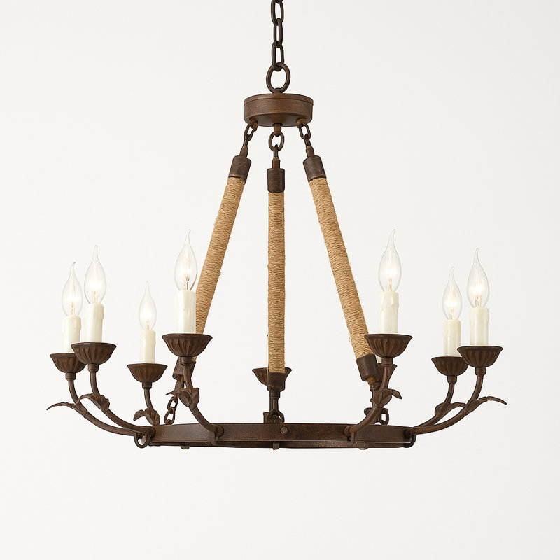 Farmhouse 12 - Light Dimmable Wagon Wheel Chandelier Dining Table Chandelier 