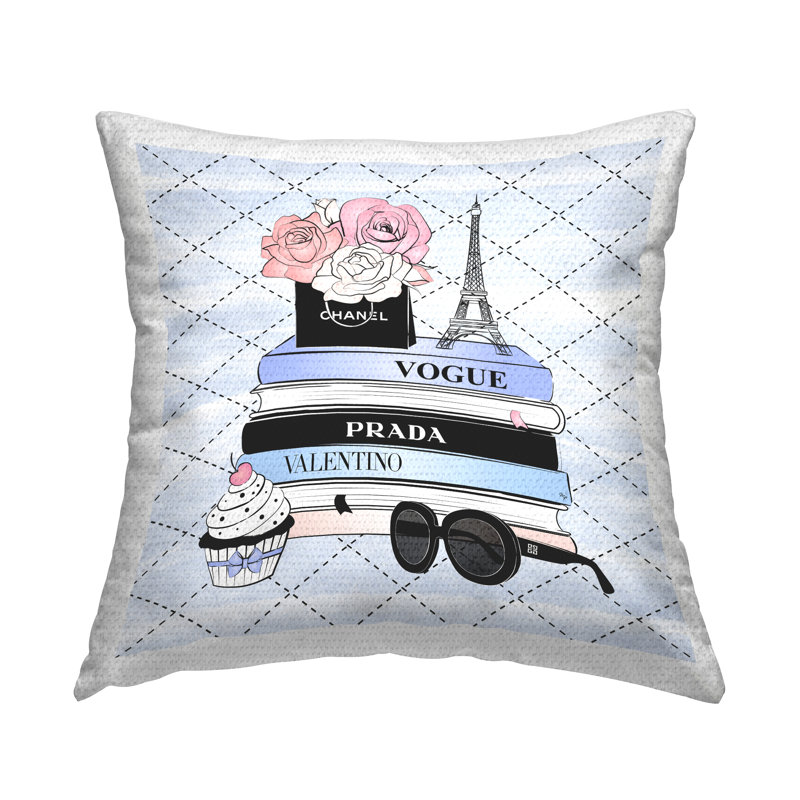 Coussin d'extérieur Stupell Industries Glam Bookstack