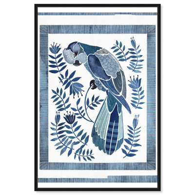 Cockatoo Chinoiserie Blue Decor Canvas Print by Art Remedy