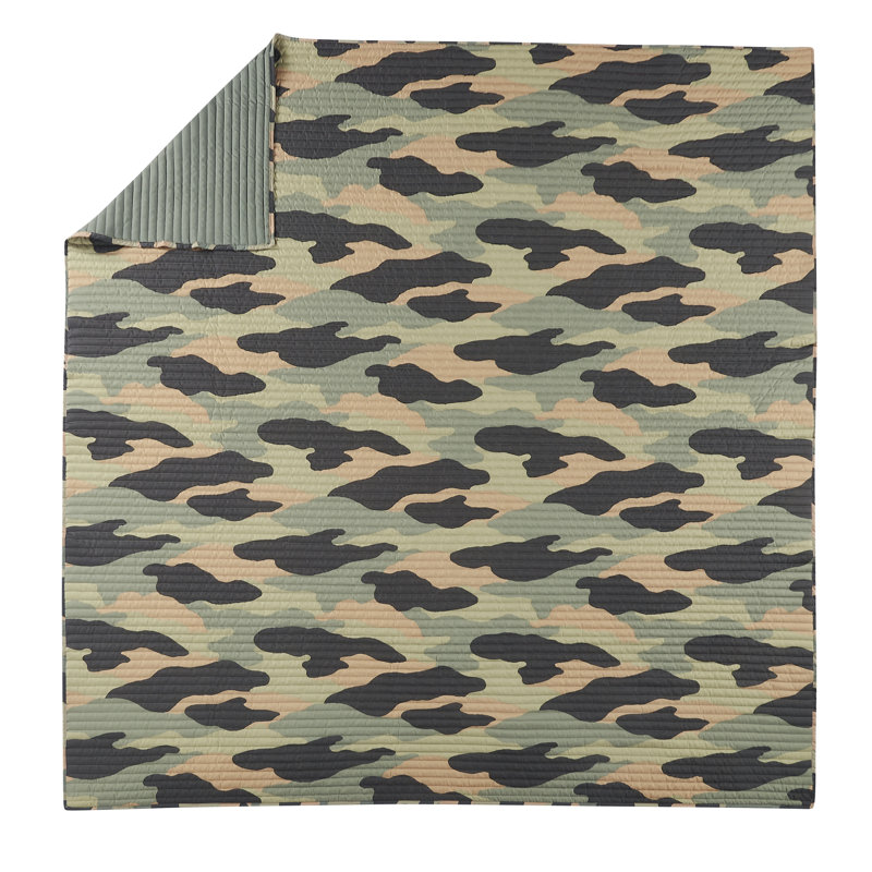 Full Gray Reversible Microfiber Camo Comforter Set