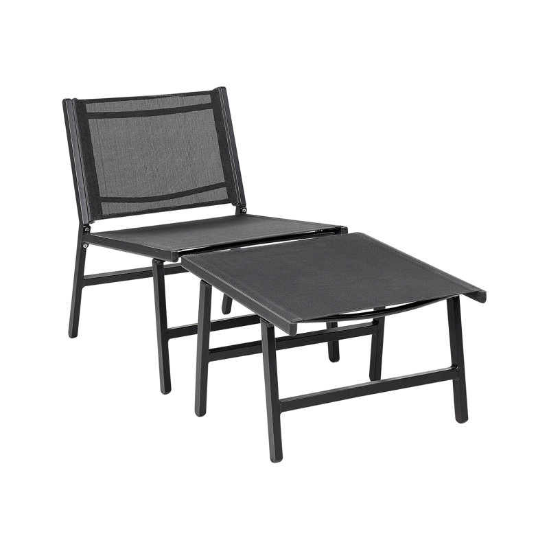 Caleiah Outdoor Armless Lounge Chair with Ottoman