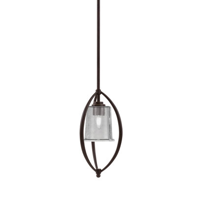Albreda Stem Hung Mini Pendant Shown In Dark Granite Finish With 5.25" Smoke Bubble Glass