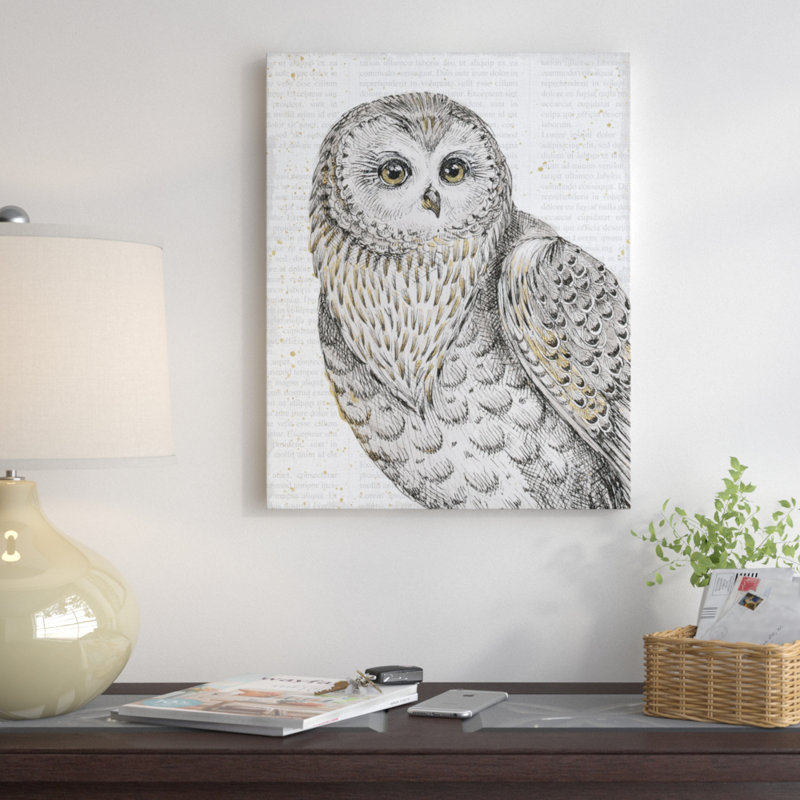 «Beautiful Owls IV» par Daphne Brissonnet, art mural sur toile, Toile tendue, H 20 po x l 16 po x P 0,75 po