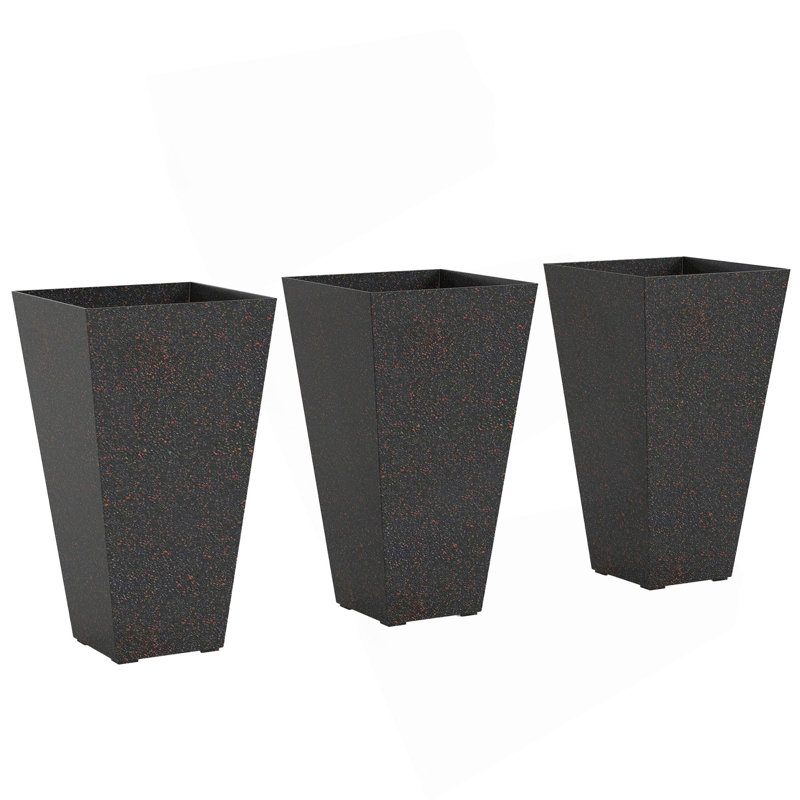 Set Of 3 Flower Pots,Tall Planters, Brown