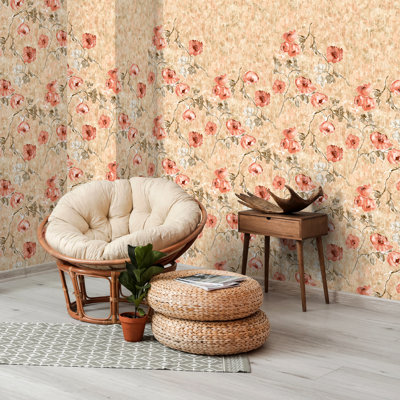 Julie Feels Home Collection Glitter/Shimmer Large Petunia Flowers Wallpaper Roll
