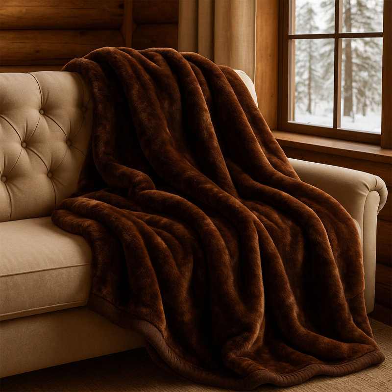 Thick Plush Mink Blanket, Coffee