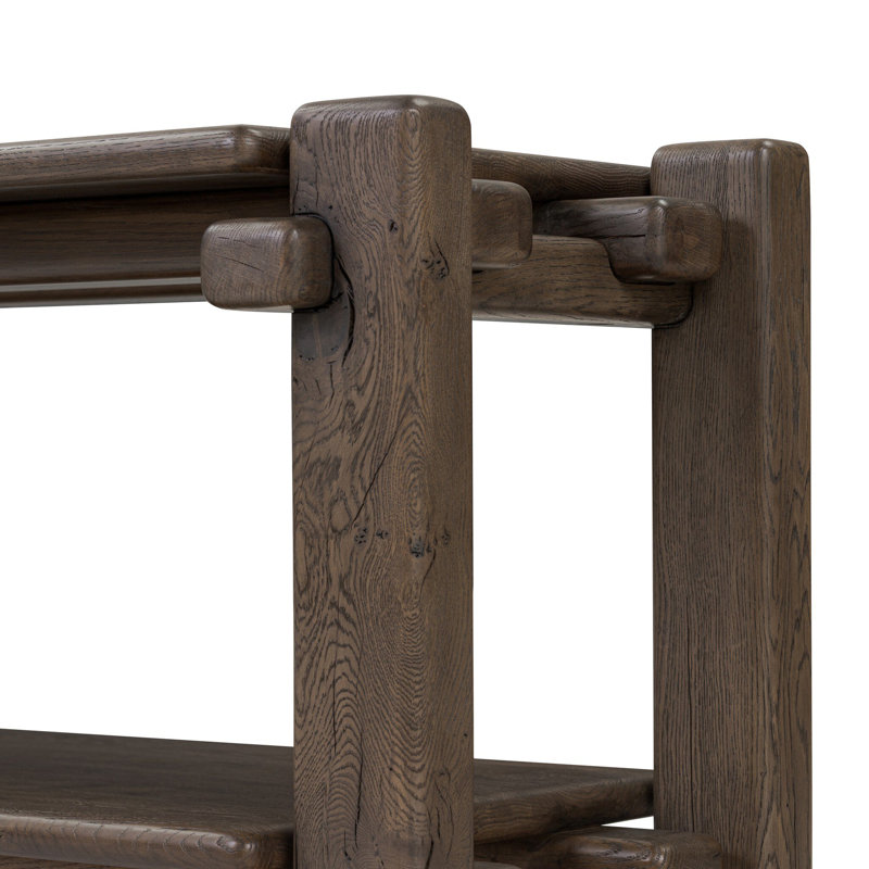 86.75 in. Solid Wood Console Table, 24" H x 86.75" W x 18.75" D, Gray Reclaimed French Oak