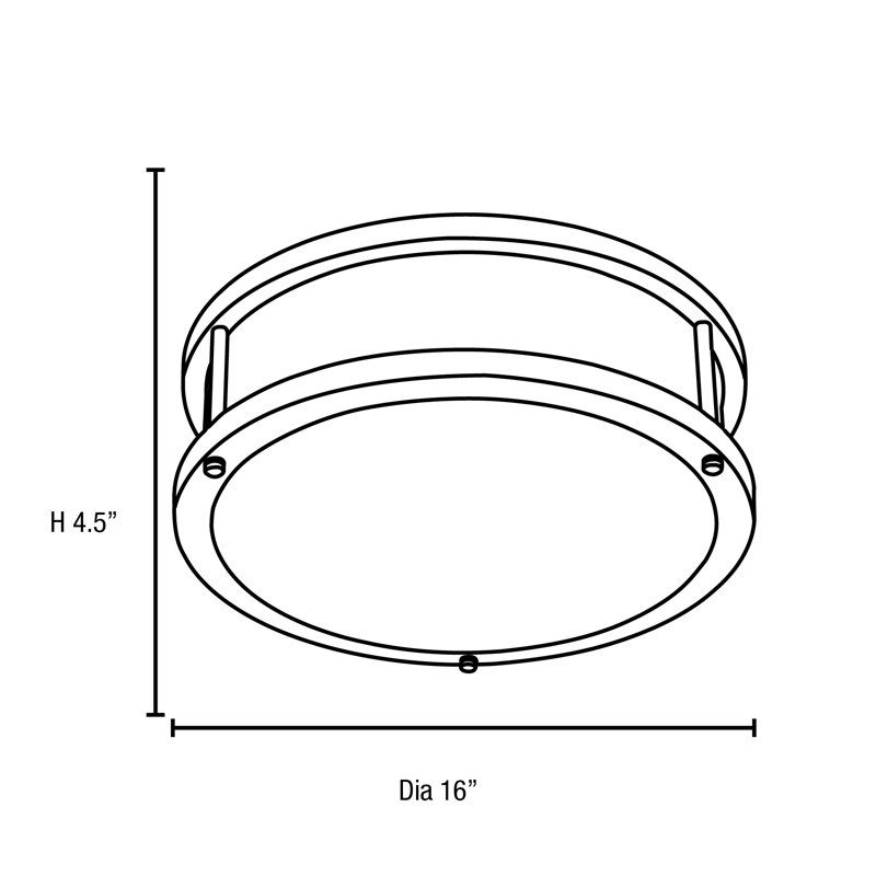 Tatom Glass Flush Mount, Brushed Steel, 4.5" H x 16" W x 16" D, Incandescent