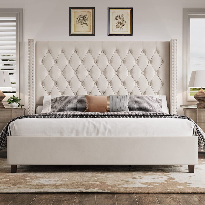 Luxury Duluth Upholstered Wingback Bed Frame