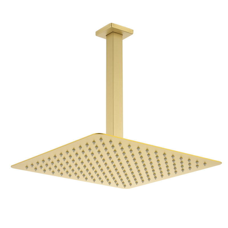 Motif à 1 jet avec 2,5 GPM de 15,7 po Pomme de douche fixe au plafond avec bras de douche en or brossé