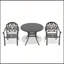 Ensemble de 3 meubles de patio en fonte d'aluminium avec coussins pour table ronde et chaises empilables 2