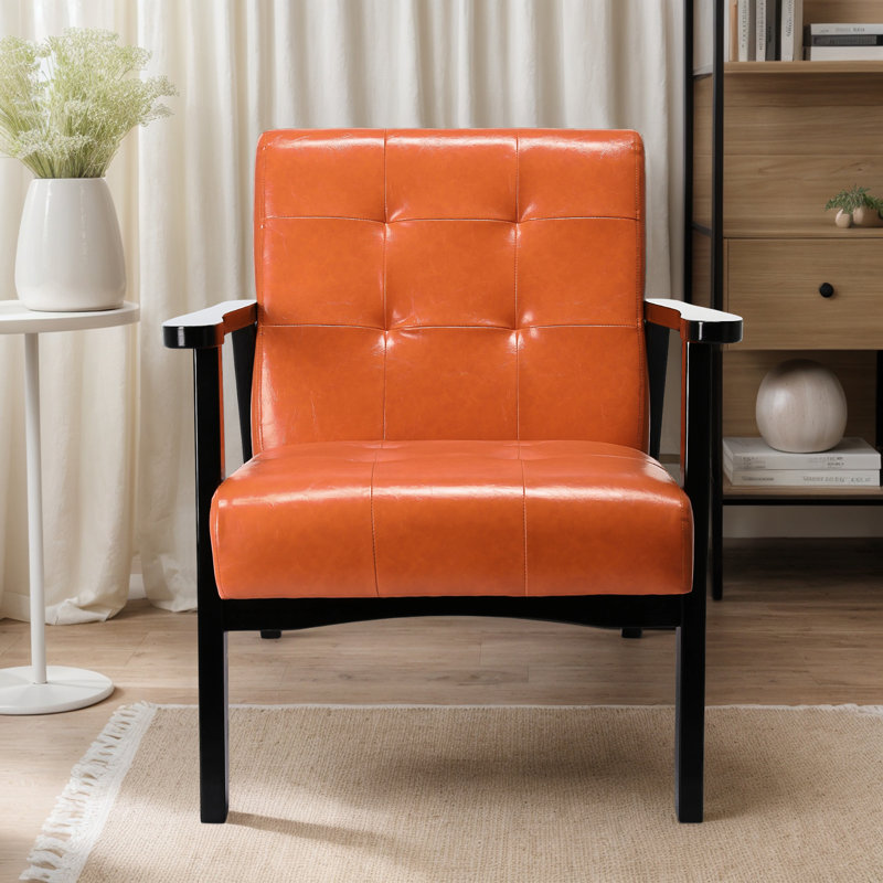 Deveral Faux Leather Armchair, Solid, Orange Solid