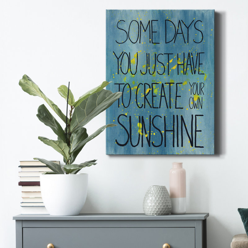 Sunshine - reproduction d'art textuel sur toile tendue, H 27 po x l 18 po x P 1 po