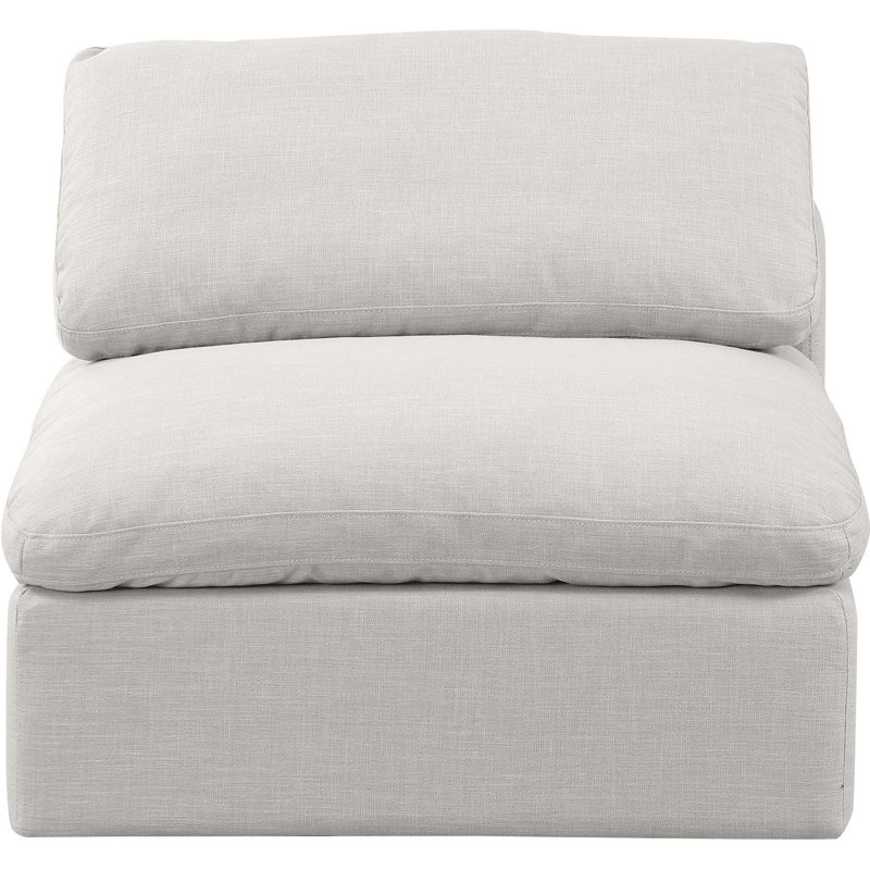 Fauteuil modulaire rembourré Musheerah Indulge, Tissu crème texturé en lin