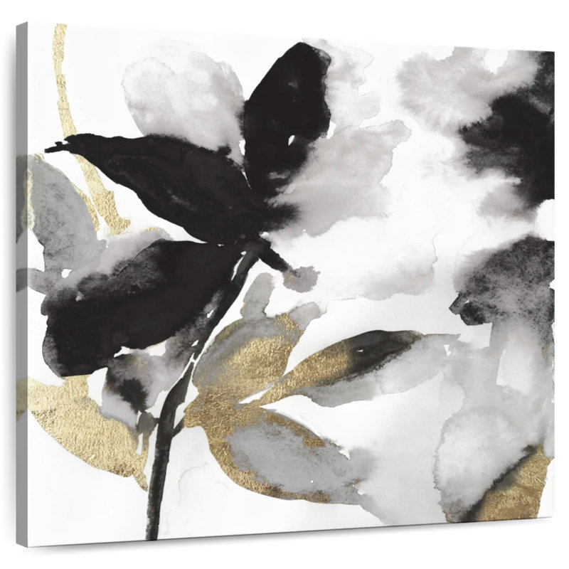 Avery - pétales noirs - feuilles d'or I, H 10 po x l 10 po