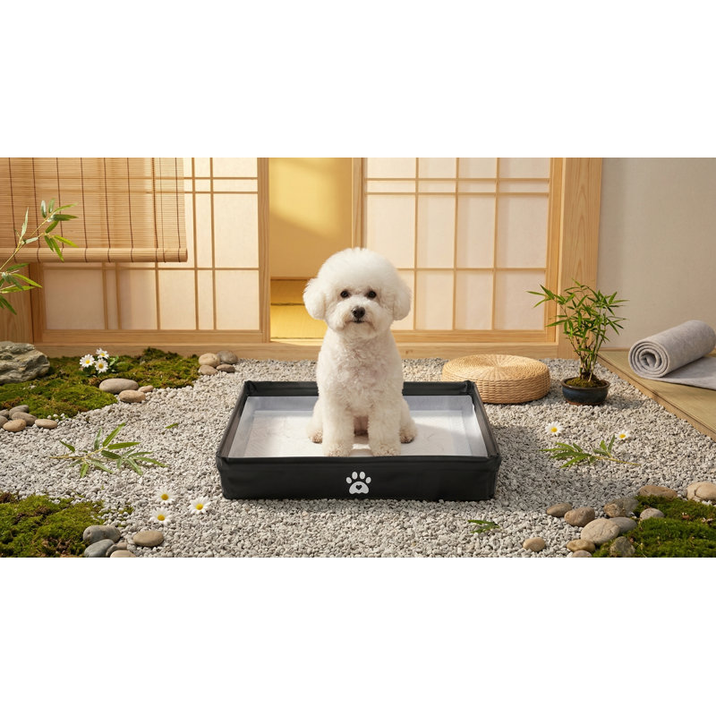 Plateau pliable pour porte-coussin pour chien, base de doublure haute, grande litière intérieure de 44 po x 33 po, étanche, facile à nettoyer, support pour petit chien