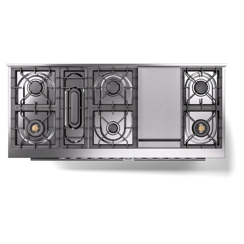 ILVE Professional Plus II 60 Dual Fuel Range, 9 Sealed Burners, Griddle (Graphite Matte), Graphite Matte, Natural Gas