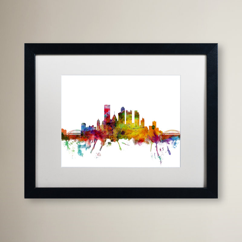« pittsburgh pennsylvanie horizon », impression encadrée rectangulaire, H 11 po x l 14 po x P 0,5 po, Blanc