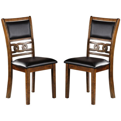 2 chaises de salle à manger, placage de noyer, confort d'assise à coussin, grâce contemporaine, 2 chaises d'appoint à dossier noué pour la pièce, ton, zone de confort, saveur, image