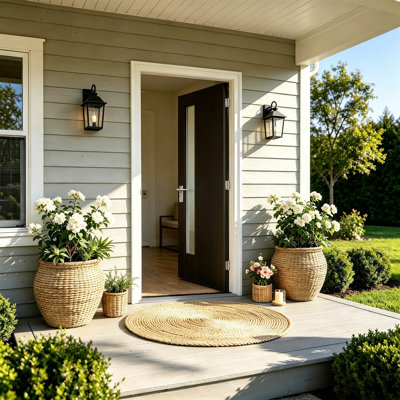 Fibreglass Front Door with PVC Frame,Right-Hand Inswing Exterior Door with Brickmould