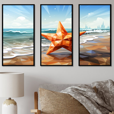 Étoile de mer littorale, paysage cubique - art mural animaux côtiers
