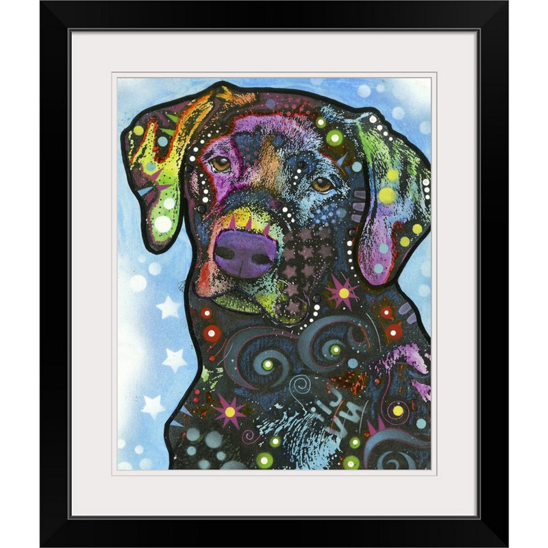 « dog art 27 », reproduction, H 28 po x l 24 po x P 1 po, Cadre noir