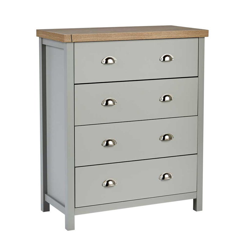Grey Oak 4 Drawer Chest Of Drawers Storage Metal Cup Handles Avon Two Tone, Matt Grey