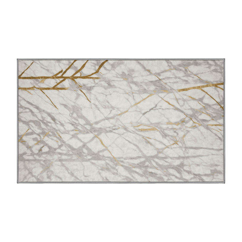 Machine Washable Gray Area Rug, Runner 2' x 5'
