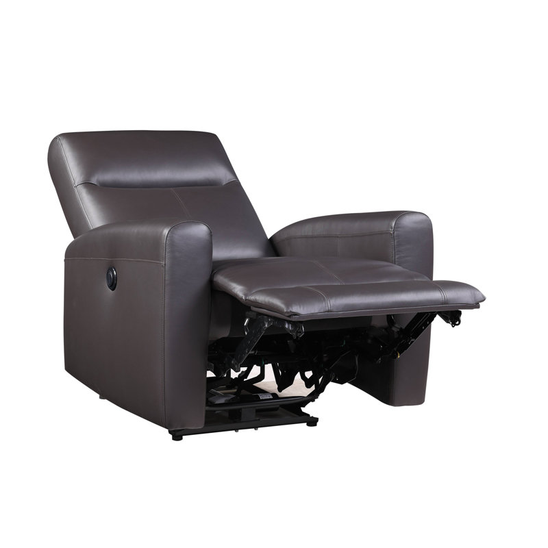 Fauteuil inclinable électrique brun en cuir fleur