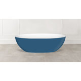 Barcelona Painted 70-1/4" x 33-5/8" Freestanding Soaking Bathtub In Volcanic Limestone With Overflow Hole