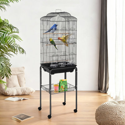 Victorian‑Style 65 Inch Wrought Iron Bird Cage with Play Top Stainless Steel Bowls Non‑Toxic Finish Large Flight Cage for Parakeets Cockatiels & Conures