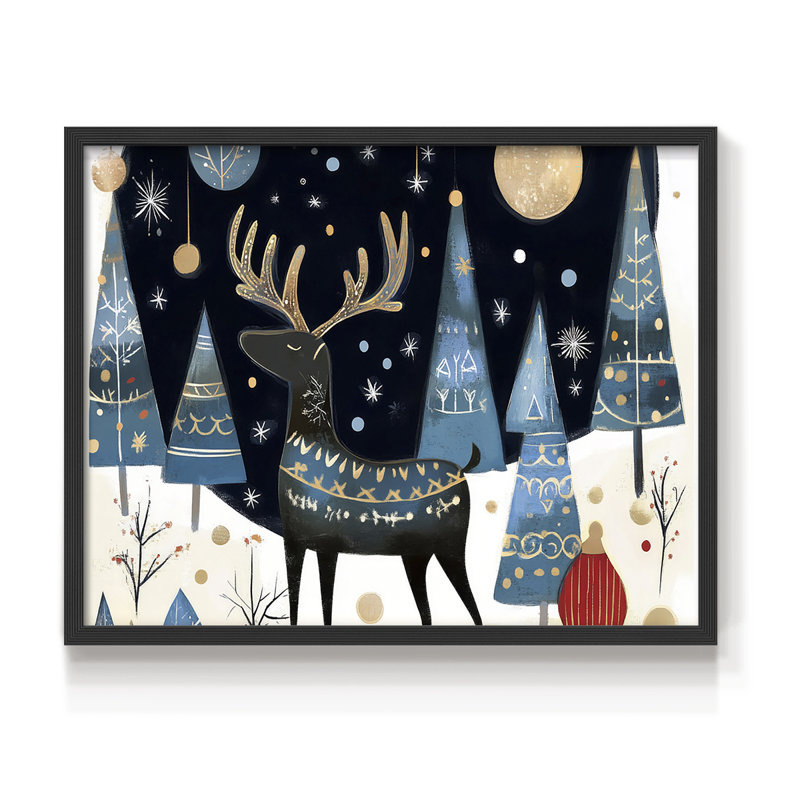 Art de Noël - DCXCIX - Reproduction encadrée - Restickable, H 16 po x l 20 po, Noir, noir, noir, noir
