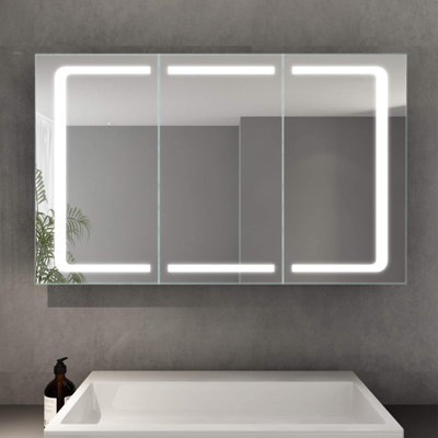 Statham 105mm W 65mm H Surface Frameless Medicine Cabinet Mirror 2 Fixed