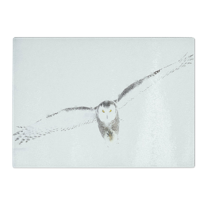 Tempered Glass Snowy Owl Chopping Board, 28.5 cm x 39 cm
