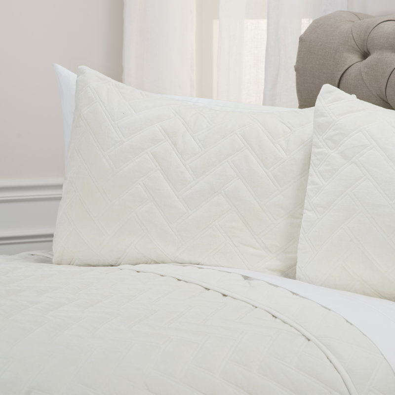 Farmhouse / Country Velvet Quilt, Queen Quilt, White