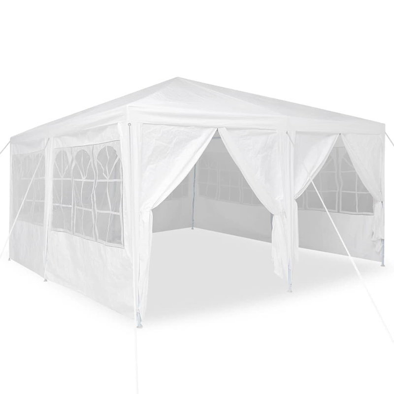 vidaXL Party Tent Polyethylene Event Outdoor Shelter Temporary Structure, White, 400 (cm.) x 400 (cm.)