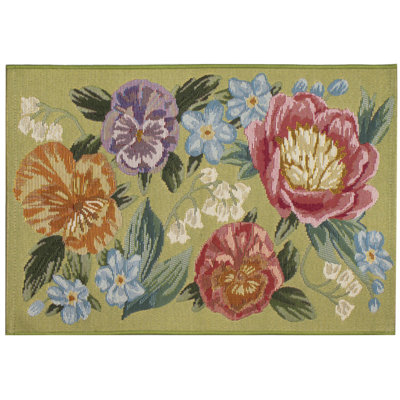Andreane Floral Synthetic Non-Skid Kitchen Mat