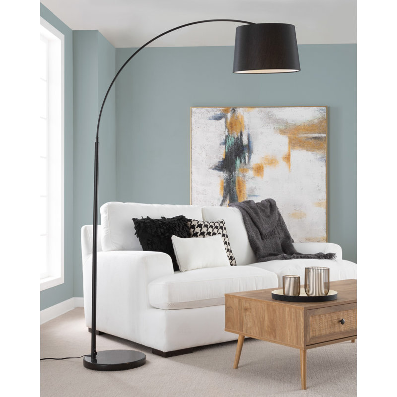 74'' Arched Floor Lamp Set, Black, White/Gold