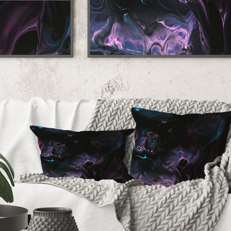 Coussin décoratif rose en néon sur fond noir - 12 po x 20 po