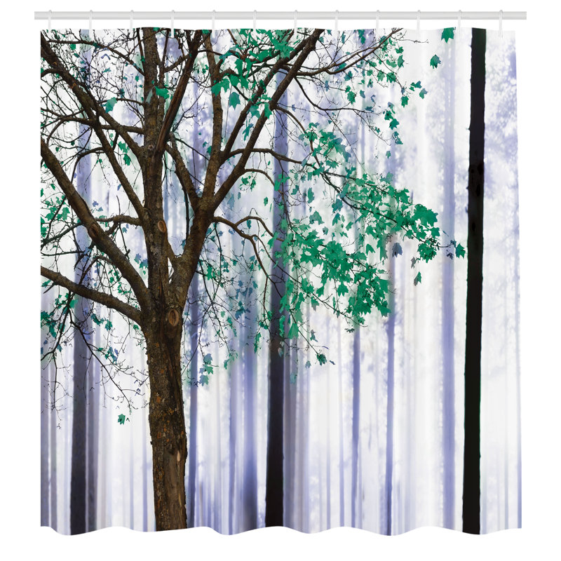 Picture of a Lonely Tree Leaves on an Abstract Woodland Background Print, Sea Green, 69" H x 69" W