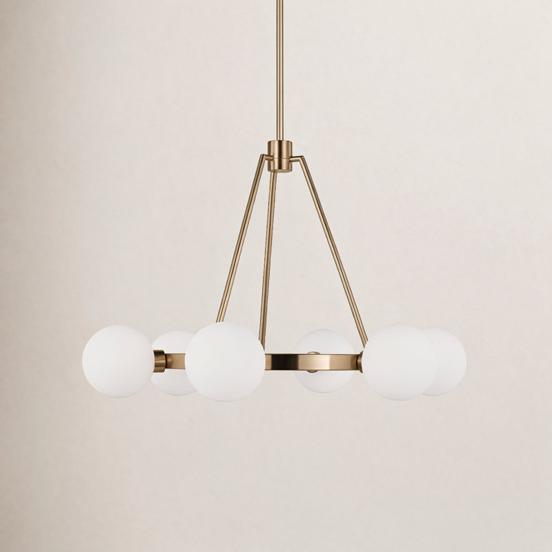 Helen 6-Light Dimmable Wagon Wheel Chandelier, Satin Brass