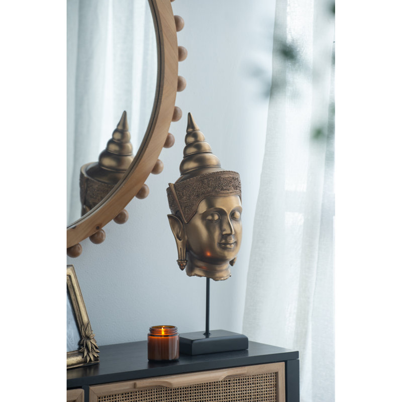7X7.5X19.7"  Buddha Statue Head On Stand