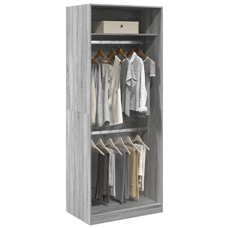 Artressia Manufactured Wood Wardrobe, Grey Sonoma, 80 x 50 x 200 cm