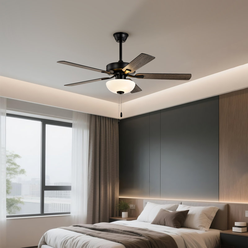 Ventilateur de plafond 52 po Amantha, Noir mat avec pales au charbon noir / rustique