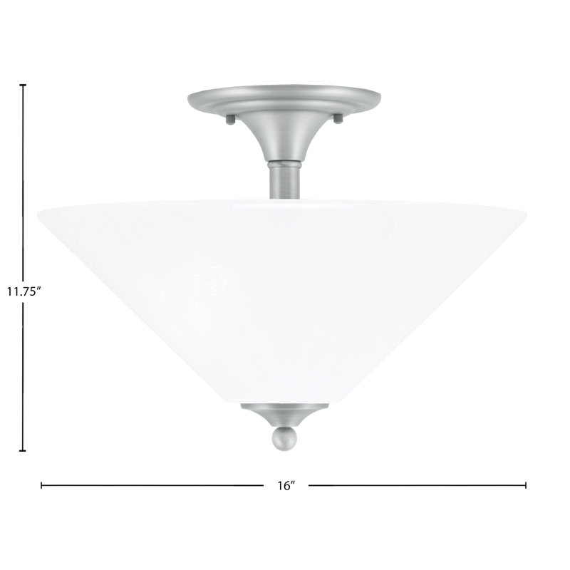 Mannheim Semi-Flush 2 Bulbs With Glass, Brushed Nickel, White Marble