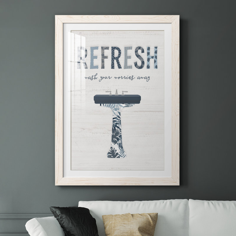 Palm Bath II - cadre photo, art textuel, H 31,5 po x l 23,5 po x P 1,5 po, Papier encadré blanc