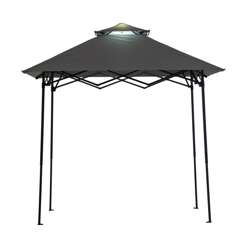 SUNJOY 8' x 5'  Pop up Grill Gazebo Double Tiered Outdoor Gazebo Standing-Height Canopy with Magnetic LED Light, Adjustable Ceiling Height, for BBQ,Picnics, Outdoor Events