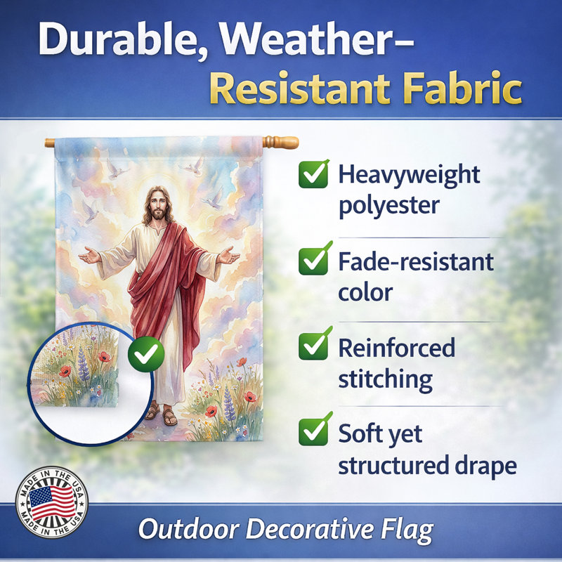 Jésus, Jésus, bras ouverts, art chrétien, sauveur, conception de la maison, drapeau de la maison, House Size, Jesus Open Arms